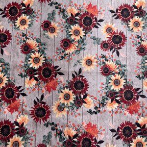 Fall Sunflower Floral 43" X 44" Quilt Fabric Cotton Beth Albert 3 Wishes #89